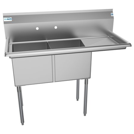 Koolmore 2 Compartment Stainless Steel NSF Commercial Kitchen Prep & Utility Sink with Drainboard SB151512-15R3